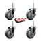 Service Caster 4 Inch Gray Polyurethane Wheel Swivel 34 Inch Threaded Stem Caster Set Service Caster SCC-TS20S414-PPUB-34212-4 - alternate 2